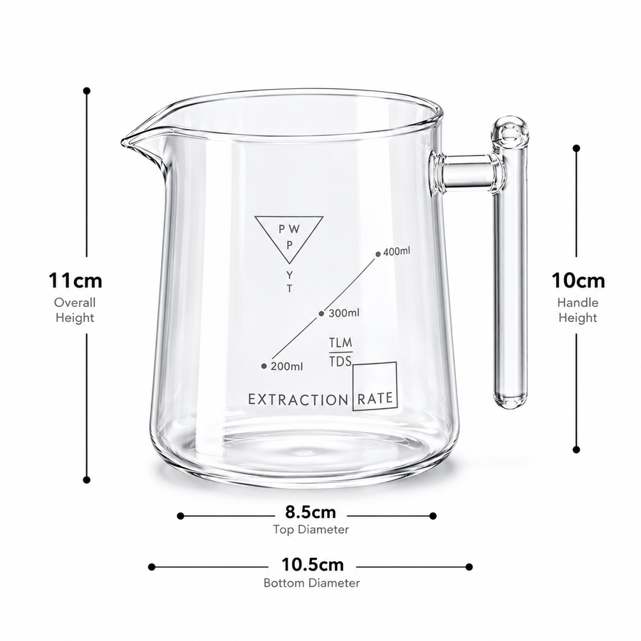 500ml. Borosilicate. Glass rod handle.